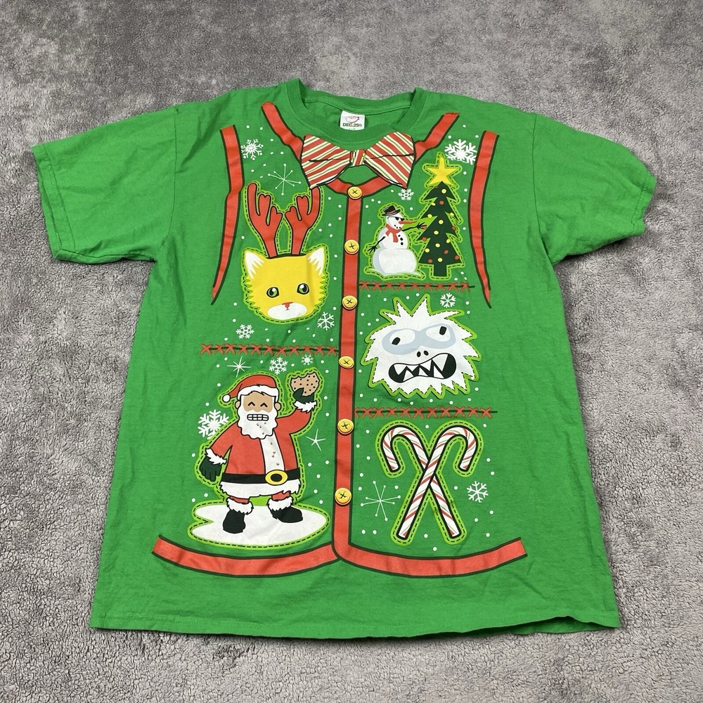 Dec 25th Christmas T-Shirt Mens Size Large Green‎ Ugly Christmas Shirt